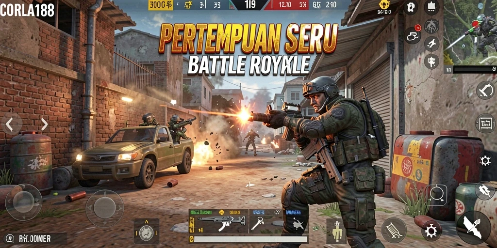 Gameplay mendebarkan CORLA188 dengan aksi penuh di arena Battle Royale.