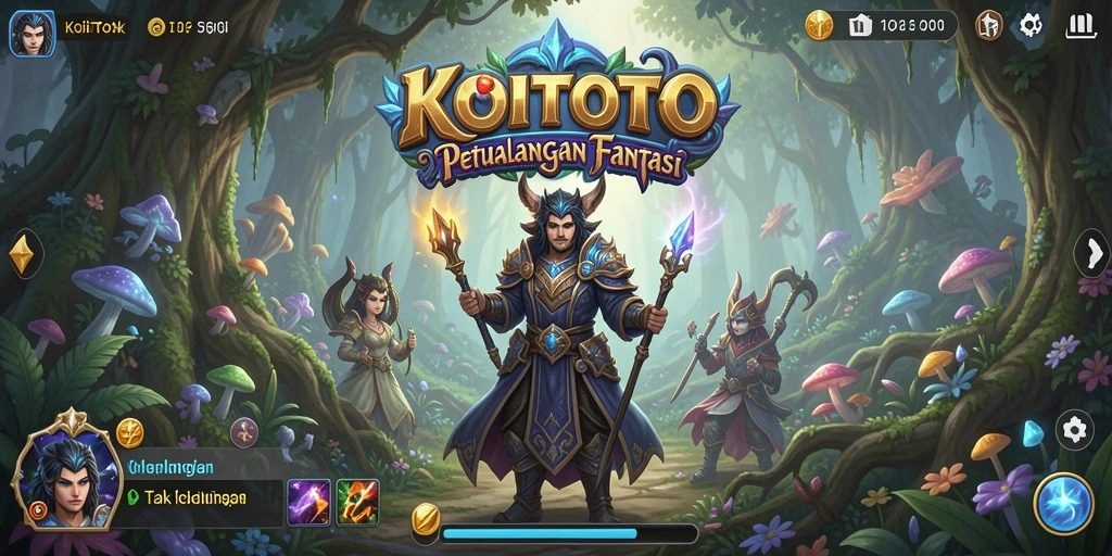 Tampilan gameplay KOITOTO yang menampilkan pertarungan epik dan karakter yang dinamis.