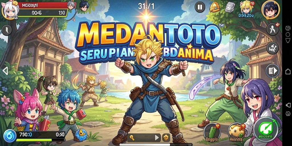 Tangkapan layar utama MEDANTOTO menampilkan pertarungan seru antara karakter anime.