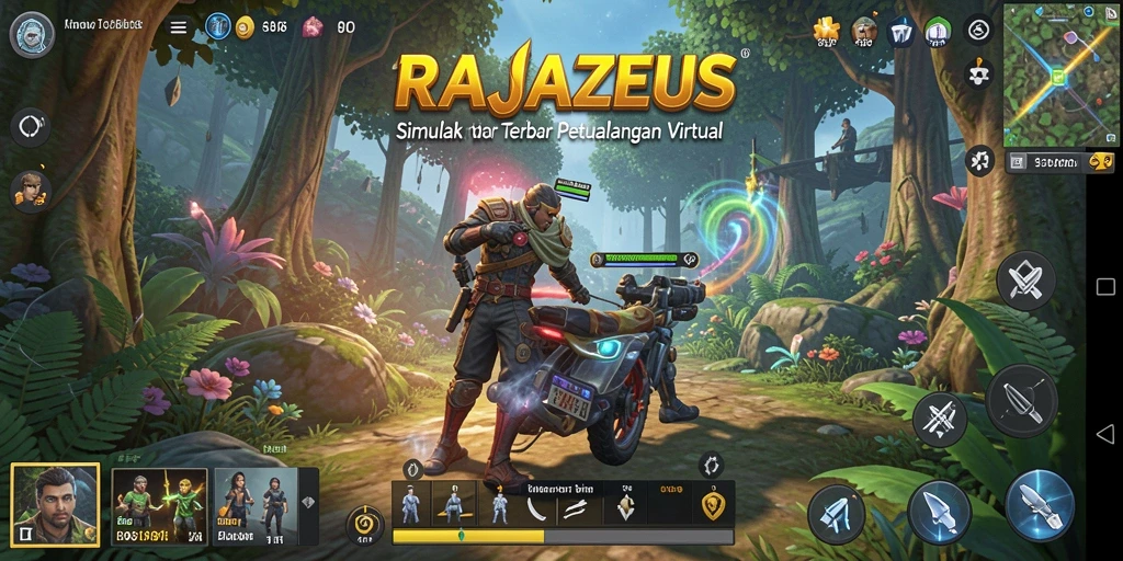 Tangkapan layar gameplay RAJAZEUS menunjukkan petualangan seru dalam dunia virtual.