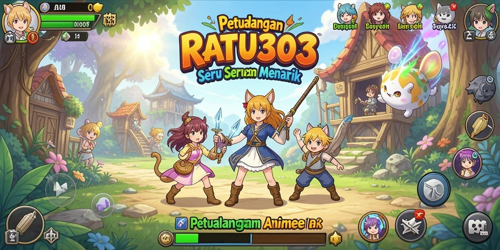 Screenshot gameplay <strong>RATU303</strong> yang menunjukkan pertarungan karakter anime.