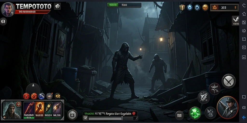 Tampilan gameplay seram dari TEMPOTOTO dengan monster menakutkan.