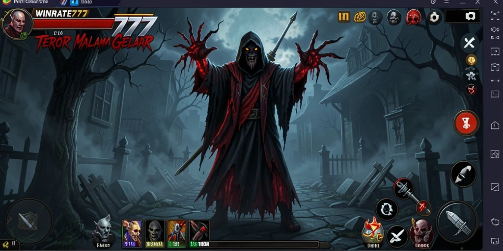 Tampilkan gameplay menakutkan dalam suasana gelap dan menyeramkan.